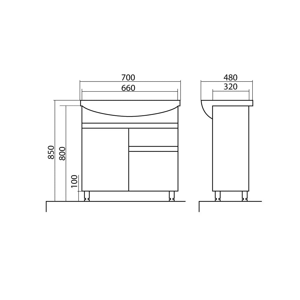 Mobilier de baie pe pardoseală Sity, Alb Aqua Rodos