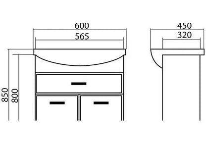 Mobilier de baie pe pardoseală cu sertar Decor, Alb Aqua Rodos