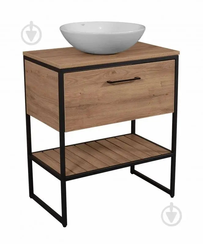 Mobilier de baie pe pardoseală Loft Scandi Seville, cu blat Aqua Rodos