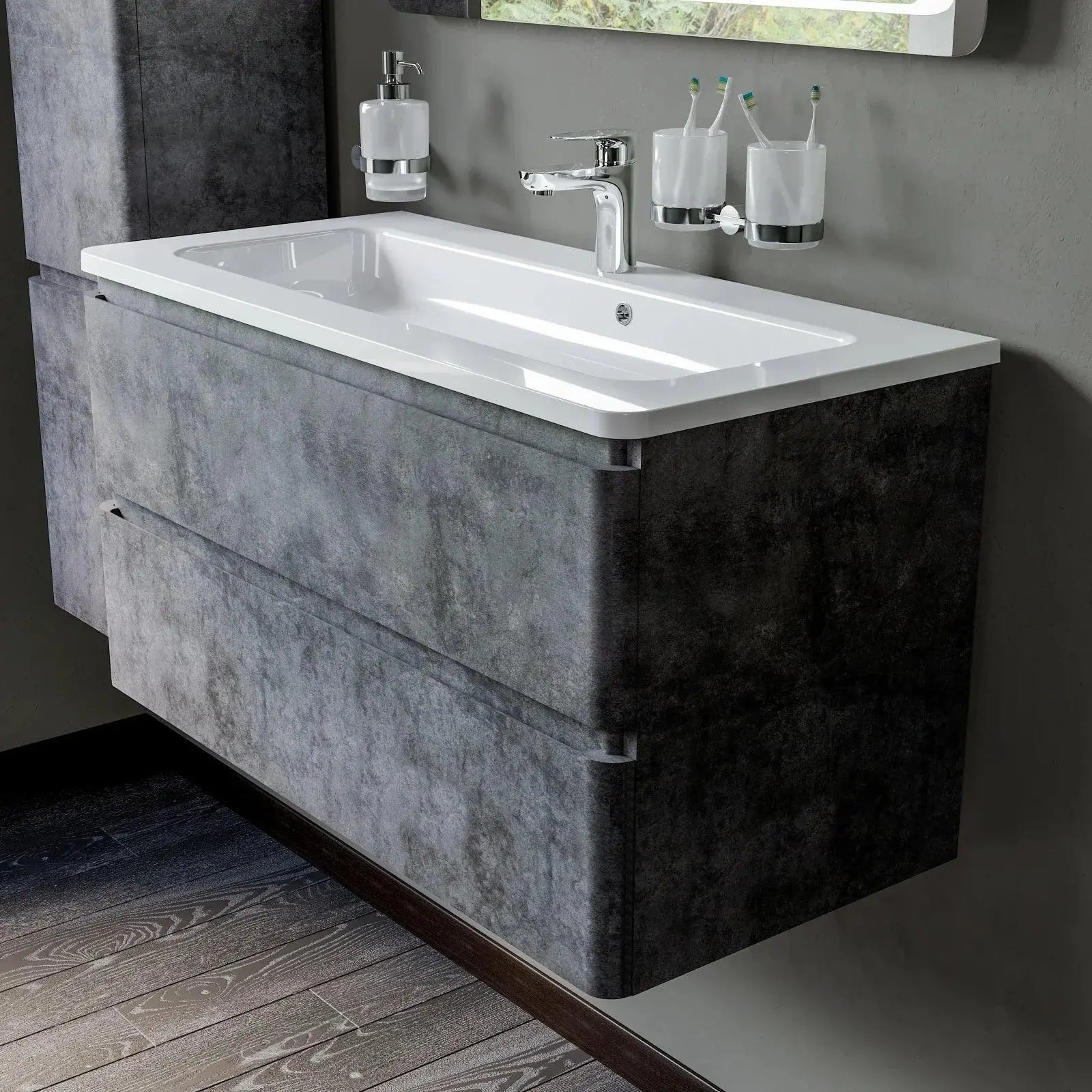 Mobilier de baie suspendat Accent gri Aqua Rodos