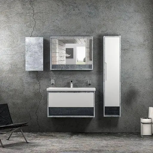 Mobilier de baie suspendat Edda, Beton Aqua Rodos