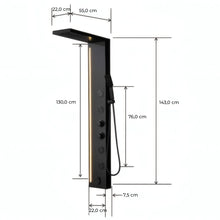 Duschpaneel Black Line – Modernes Design mit LED-Lichtleiste und Multifunktionssystem