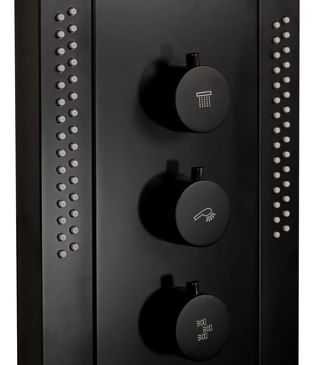 LED-Rundduschpaneel Black Round – modernes Design mit Wasserfall-Dusche und Premium-Funktionen