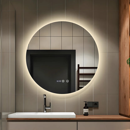 Oglindă Baie LED cu functie Dezaburire, Ceas ,Trei tipuri de lumină ,J170 www.olivy.ro