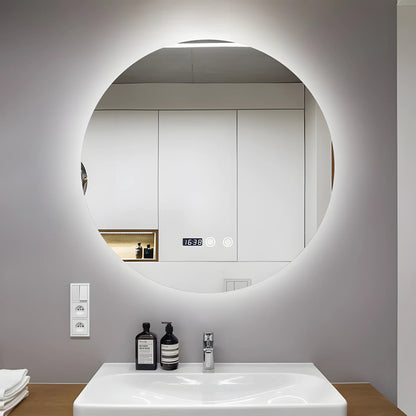 Oglindă Baie LED cu functie Dezaburire, Ceas ,Trei tipuri de lumină ,J170 www.olivy.ro