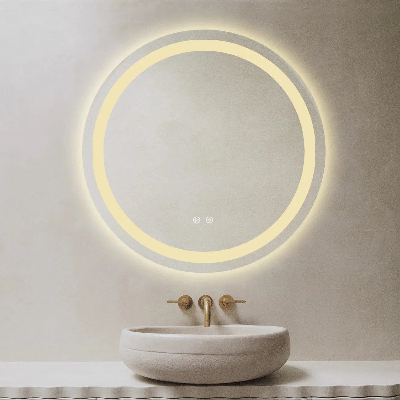 Oglindă Baie LED rotundă 70 cm cu funcție Dezaburire  ,J105 www.olivy.ro