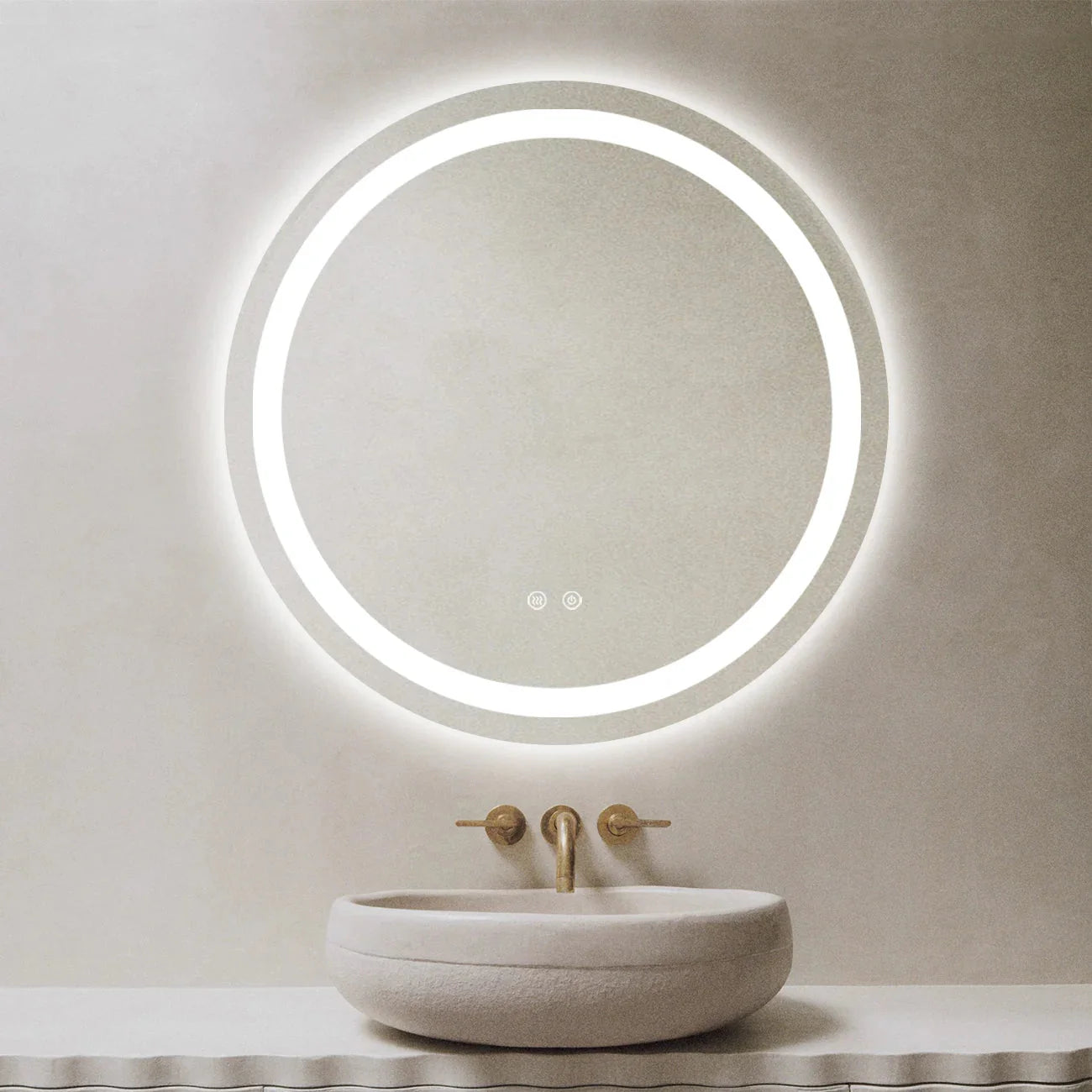 Oglindă Baie LED rotundă 70 cm cu funcție Dezaburire  ,J105 www.olivy.ro