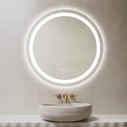 Oglindă Baie LED rotundă 70 cm cu funcție Dezaburire  ,J105 www.olivy.ro