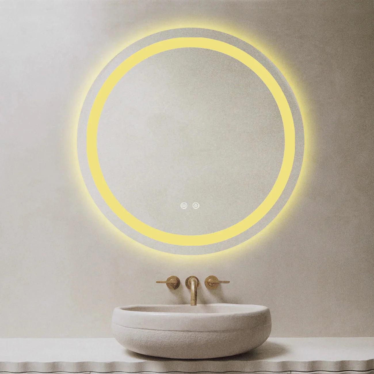 Oglindă Baie LED rotundă 70 cm cu funcție Dezaburire  ,J105 www.olivy.ro