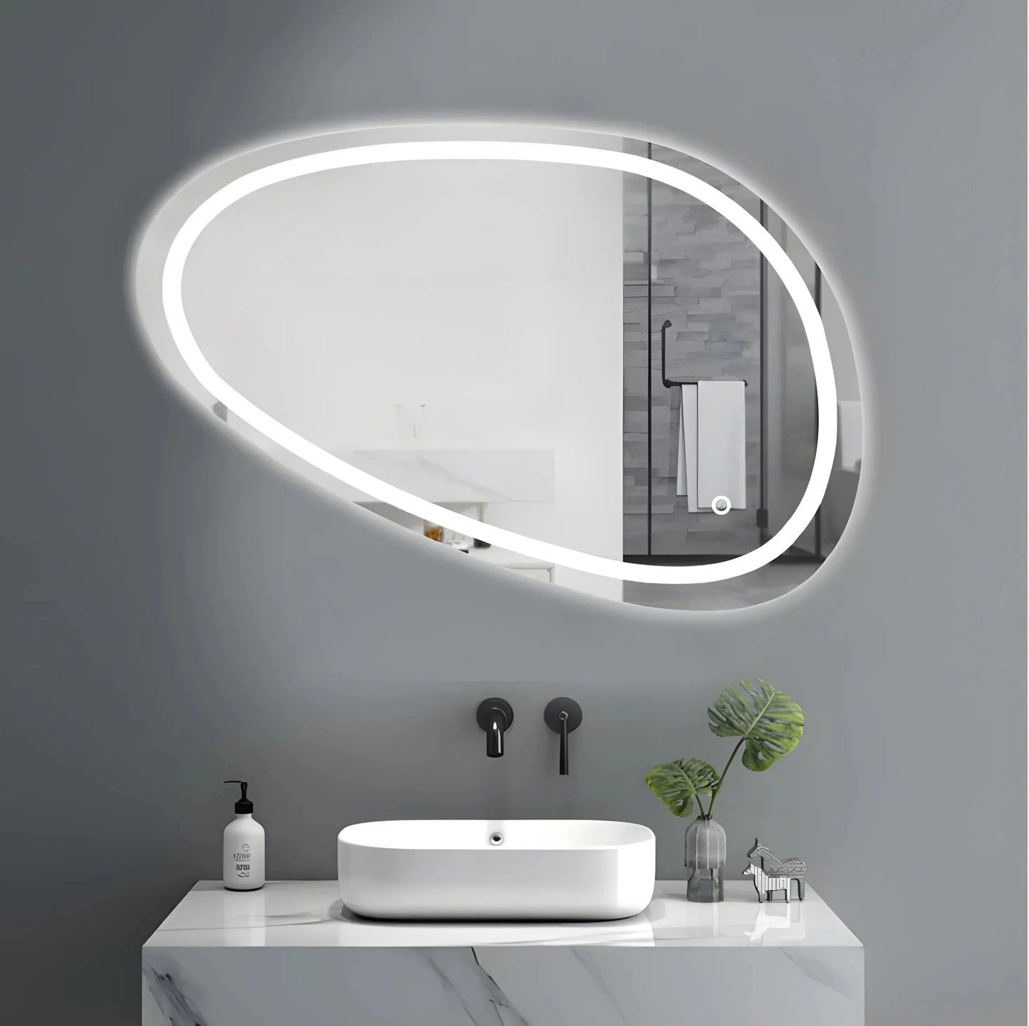 Oglinda Baie LED 80x45cm 3 Functii Touch Dezaburire J118 www.olivy.ro