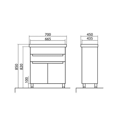Badmöbel Set Omega – Stand-Unterschrank inkl. Keramikwaschbecken