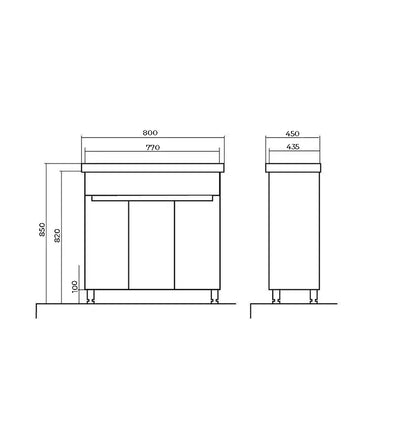 Badmöbel Set Omega – Stand-Unterschrank inkl. Keramikwaschbecken