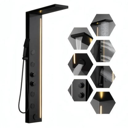 Duschpaneel Black Line – Modernes Design mit LED-Lichtleiste und Multifunktionssystem