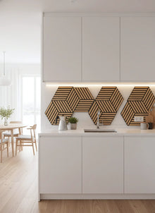 Dekoratives Lamellen-Akustikpaneel, hexagonal – Natur-Eiche XYPT-07