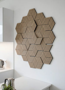 Dekoratives Lamellen-Akustikpaneel, hexagonal – Natur-Eiche XYPT-07