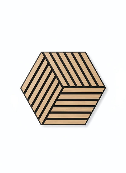 Dekoratives Lamellen-Akustikpaneel, hexagonal – Natur-Eiche XYPT-07