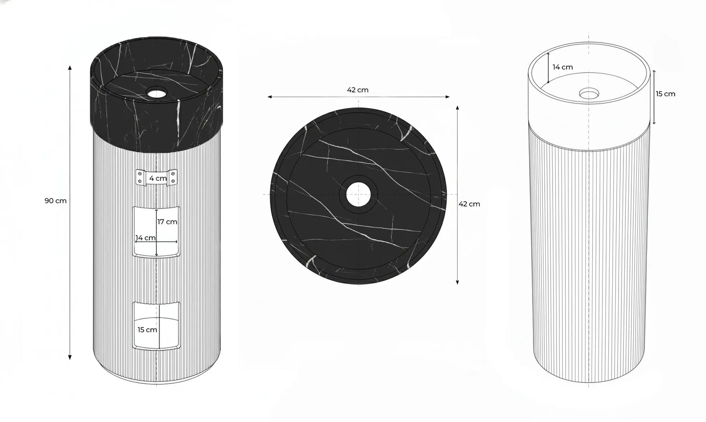 Premium Freistehendes Waschbecken aus Massivholz