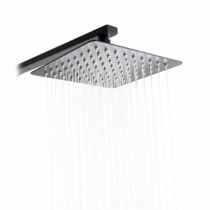 H-Cubic Thermostat-Duschset – Quadratisches Design, Edelstahl Premium, Matt Schwarz