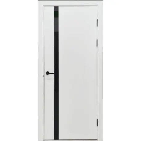 Ușă interior City White Silk Mat – cu sticlă neagră aplicată și toc reglabil, complet echipată Omis