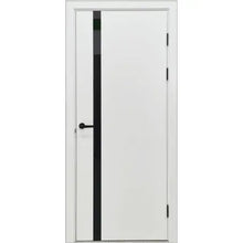 Ușă interior City White Silk Mat – cu sticlă neagră aplicată și toc reglabil, complet echipată Omis
