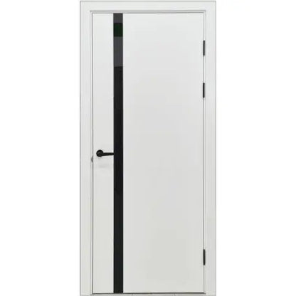 Ușă interior City White Silk Mat – cu sticlă neagră aplicată și toc reglabil, complet echipată Omis