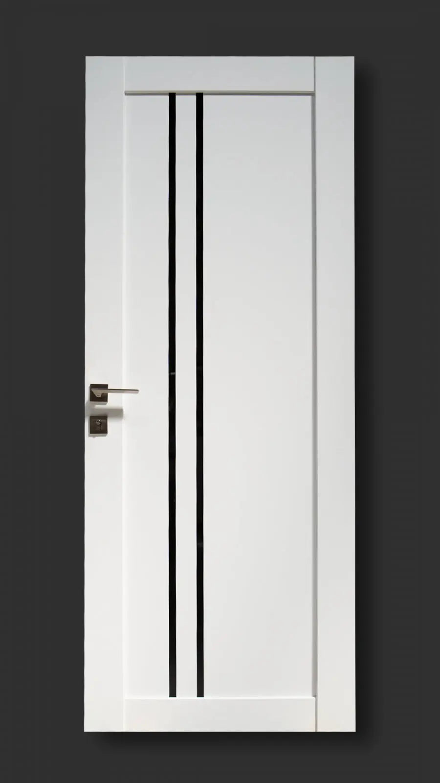 Ușă interior albă LEGO 05 cu sticlă neagră – design modern, complet echipată Omis