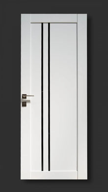 Ușă interior albă LEGO 05 cu sticlă neagră – design modern, complet echipată Omis