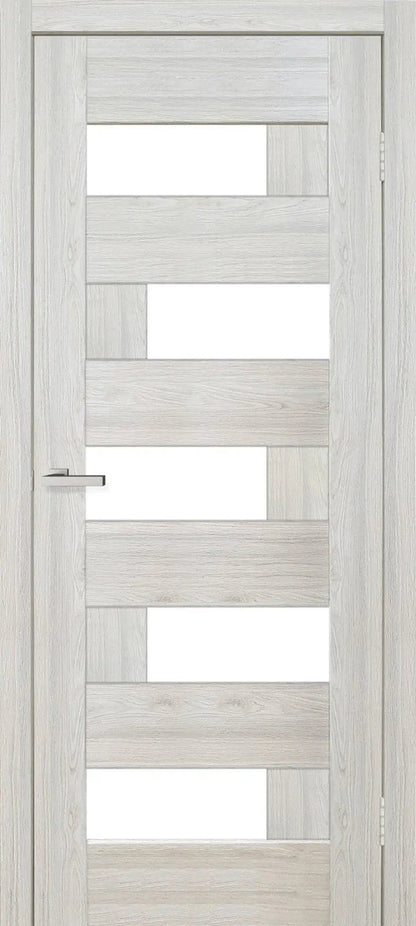 Ușă interior Rino 16 Shalet Oak – complet echipată, cu sticlă verticală și toc reglabil Omis