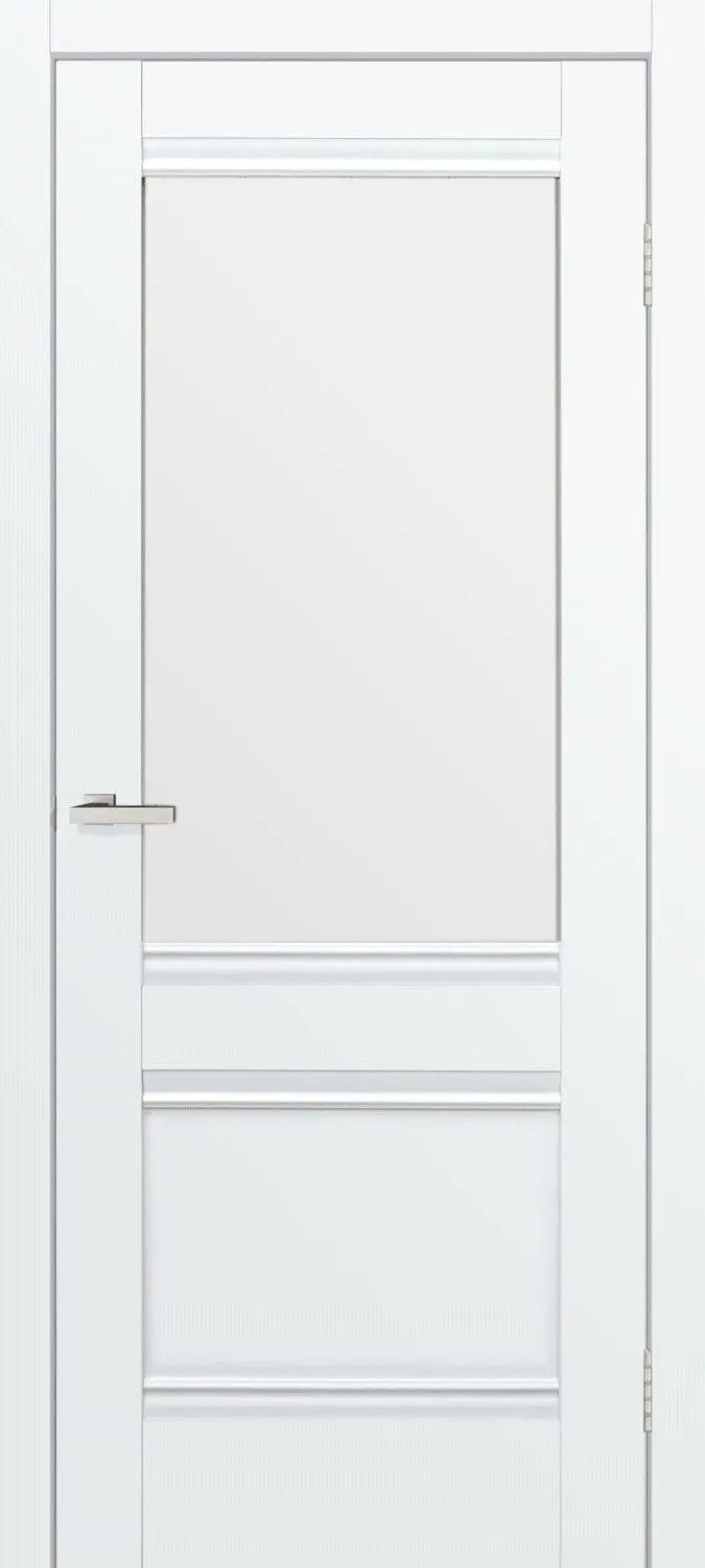 Ușă interior Valencia G White Silk Mat – cu sticlă mată decorativă și toc reglabil, complet echipată Omis