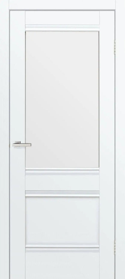 Ușă interior Valencia G White Silk Mat – cu sticlă mată decorativă și toc reglabil, complet echipată Omis