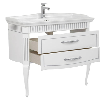 Mobilier de baie pe pardoseală Royal, Alb+argintiu Aqua Rodos