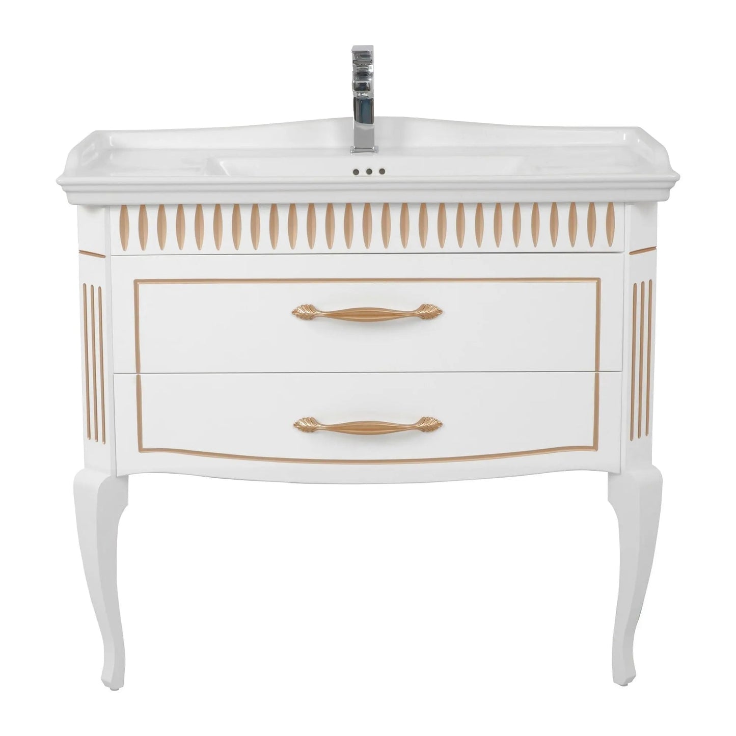 Mobilier de baie pe pardoseală Royal, Alb+auriu Aqua Rodos