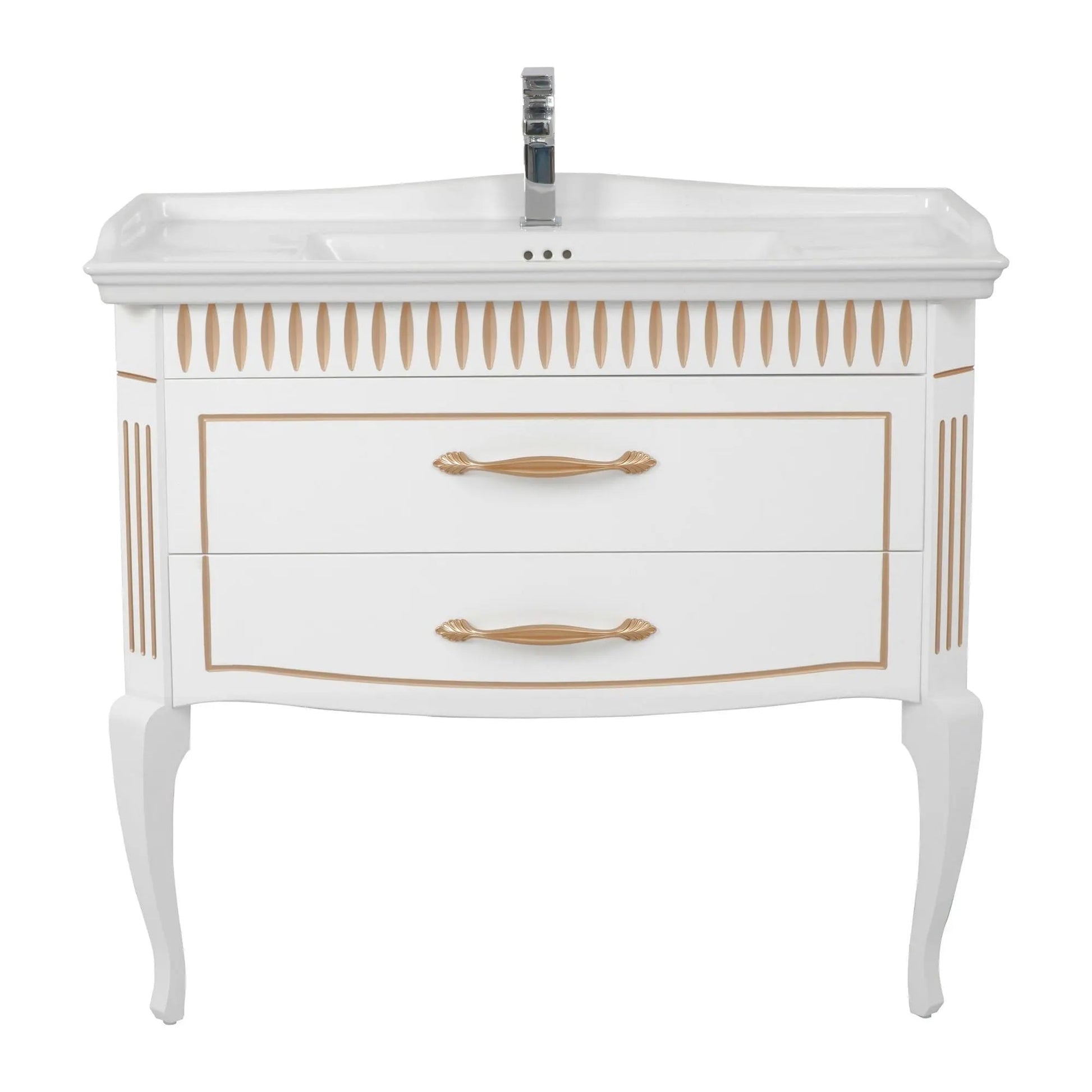 Mobilier de baie pe pardoseală Royal, Alb+auriu Aqua Rodos