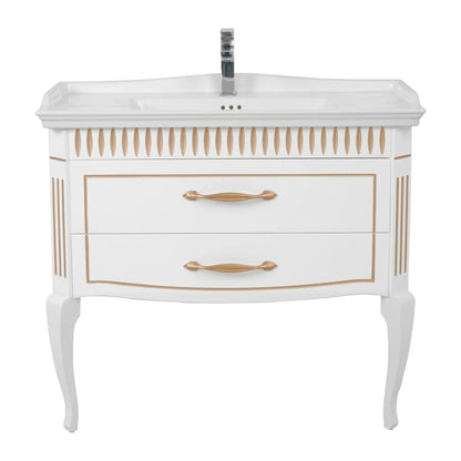 Mobilier de baie pe pardoseală Royal, Alb+auriu Aqua Rodos