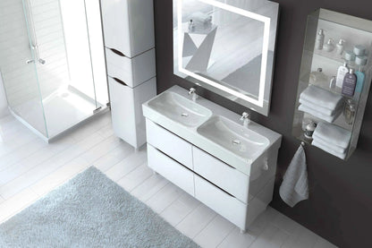 Mobilier de baie pe suspendat cu lavoar dublu Venice, Alb+Wenge Aqua Rodos