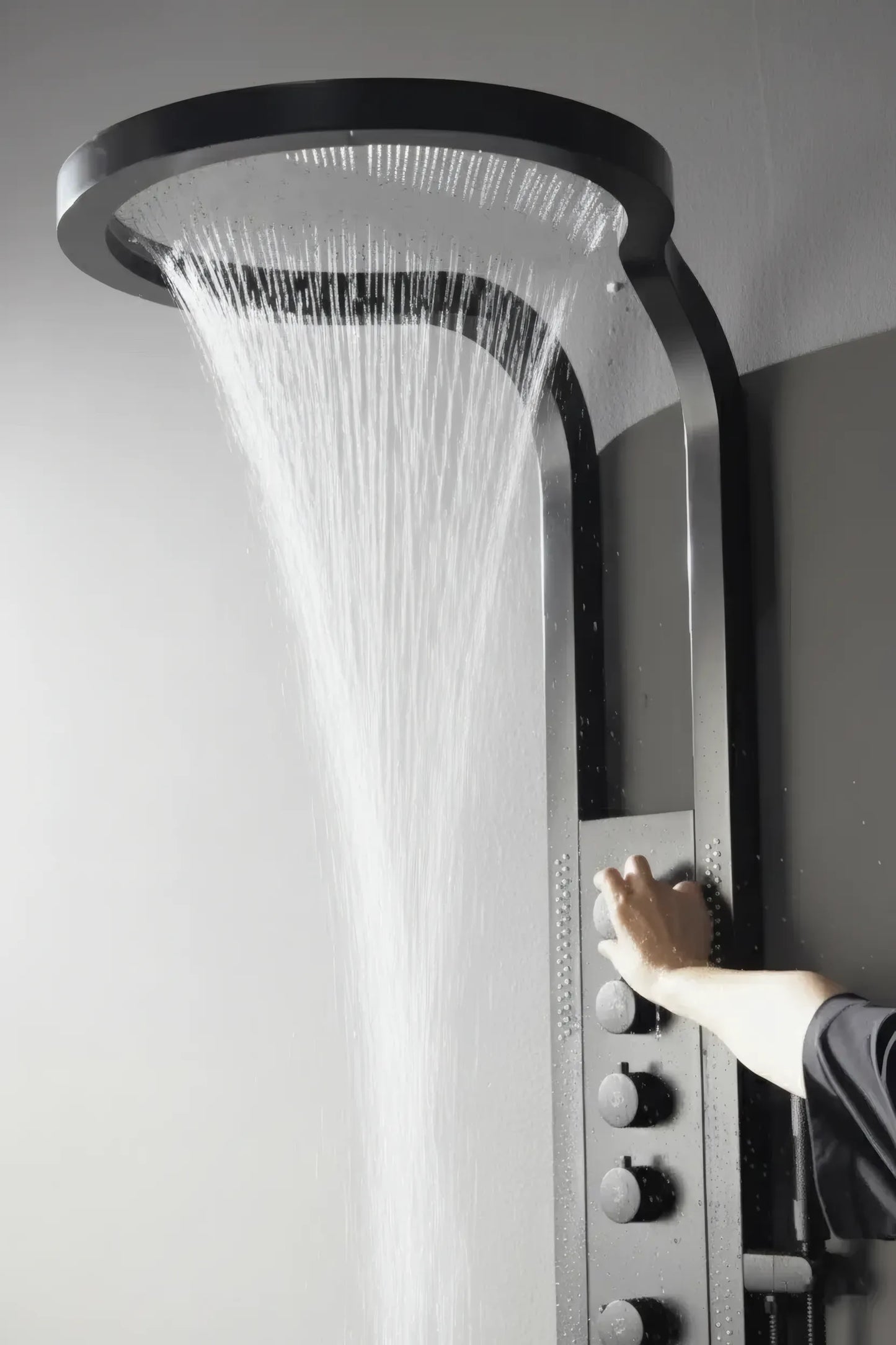 Duschpaneel Black Round – Modernes Design mit Wasserfall-Dusche und Multifunktionssystem