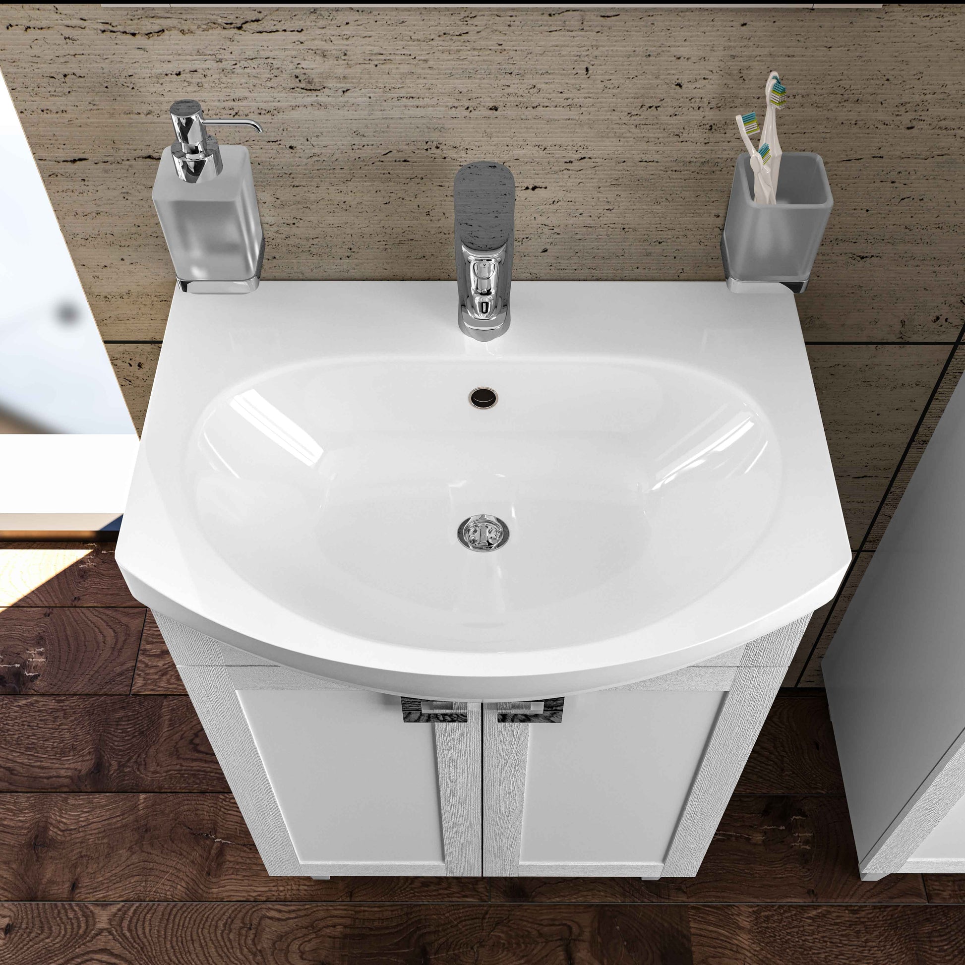 Mobilier de baie pe pardoseală Woodmix, Alb Aqua Rodos