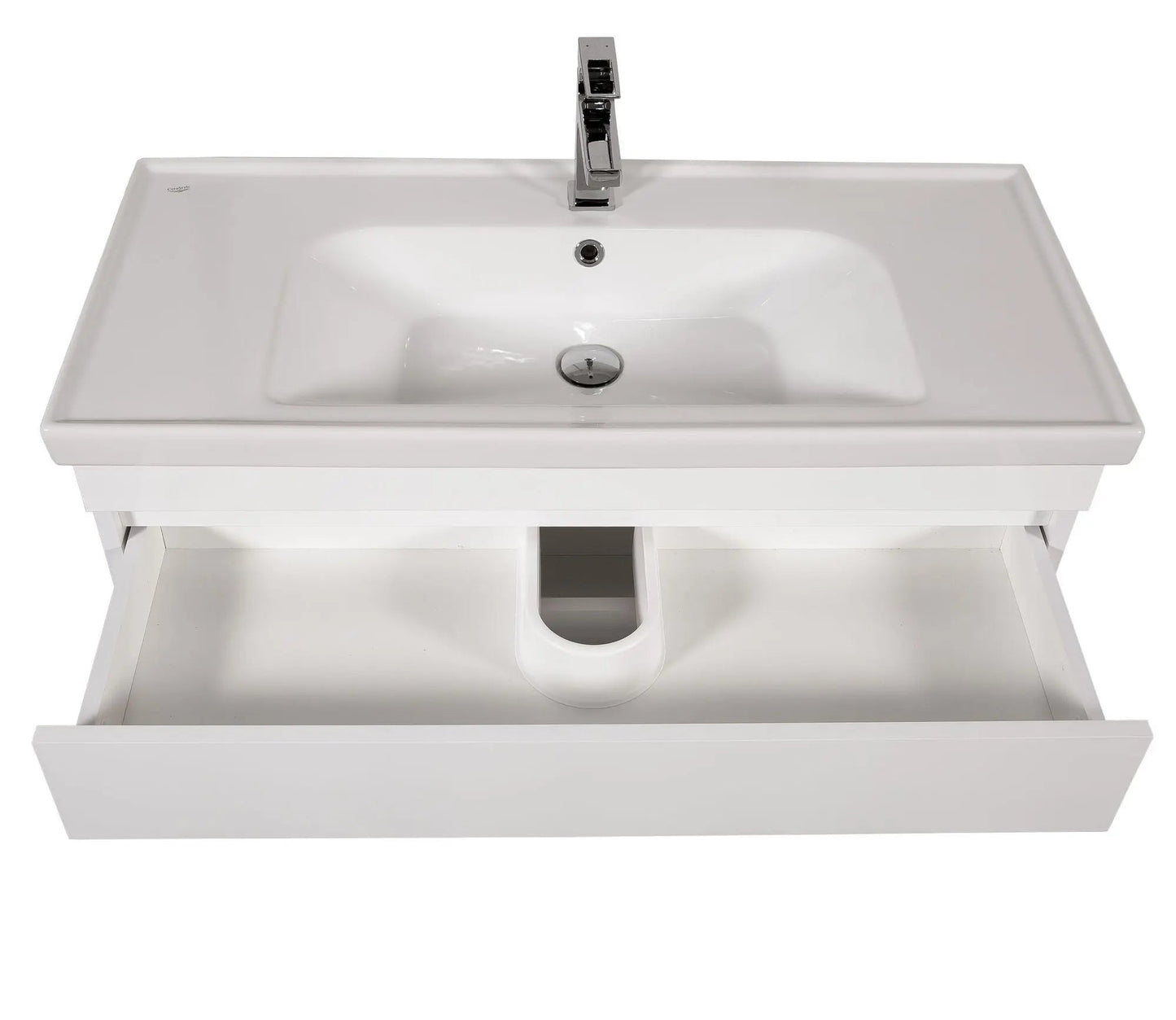 Mobilier de baie suspendat Vintage, Alb lucios Aqua Rodos