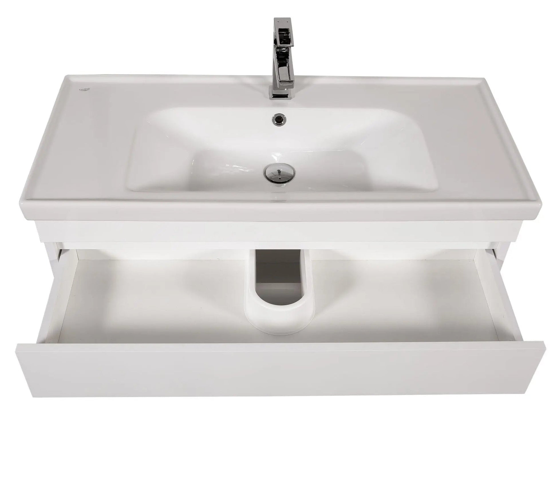 Mobilier de baie suspendat Vintage, Alb lucios Aqua Rodos