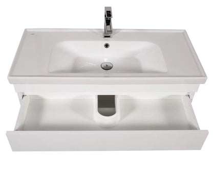 Mobilier de baie suspendat Vintage, Alb lucios Aqua Rodos